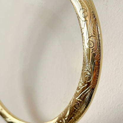 Engraved Unlacquered Brass Towel Ring