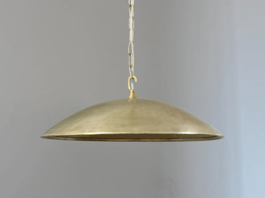 Low Profile Flat Brushed Brass Pendant Light