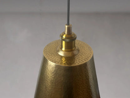 Hammered Brass Cone Pendant Light