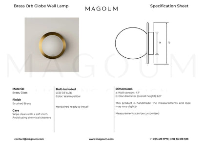 Brass Mini Orb Globe Wall Lamp